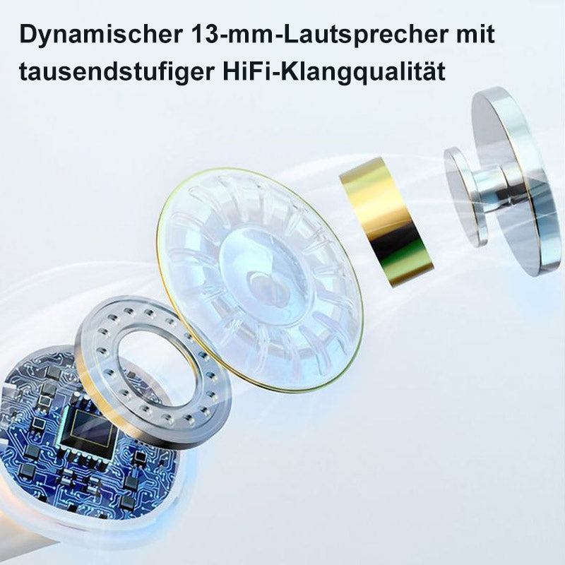 "Ergonomische kabellose Schlaf-Kopfhörer, unsichtbares Design, IPX5, bequeme Passform, ideal für erholsamen Schlaf."
