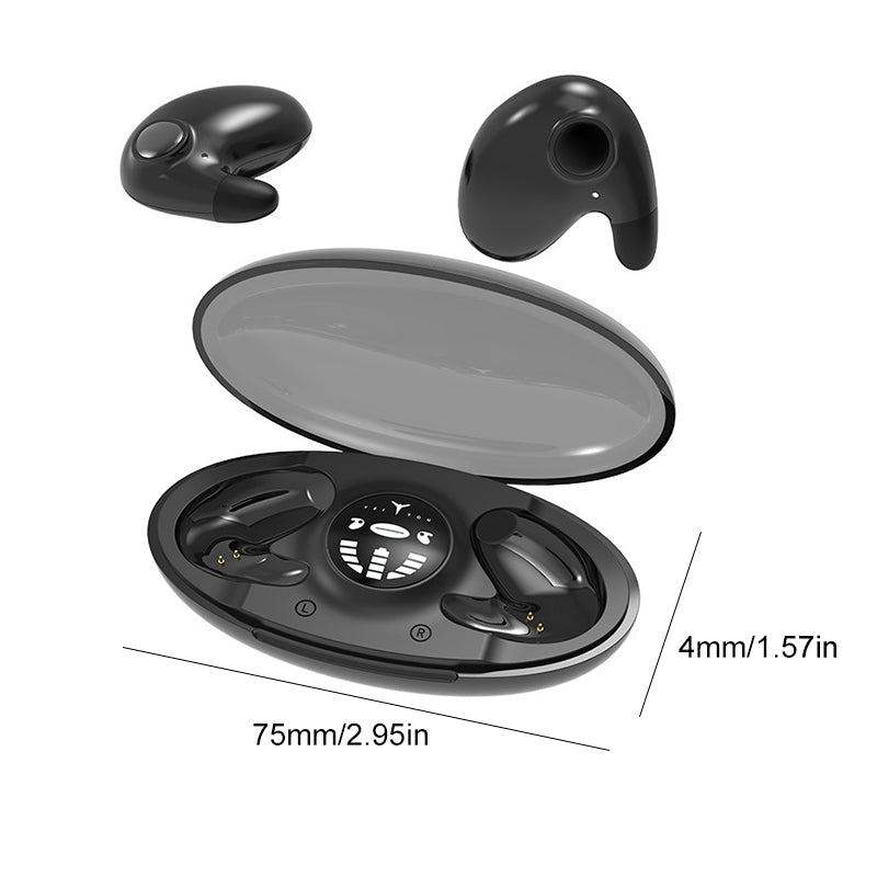 "Ergonomische kabellose Schlaf-Kopfhörer, unsichtbares Design, IPX5, bequeme Passform, ideal für erholsamen Schlaf."