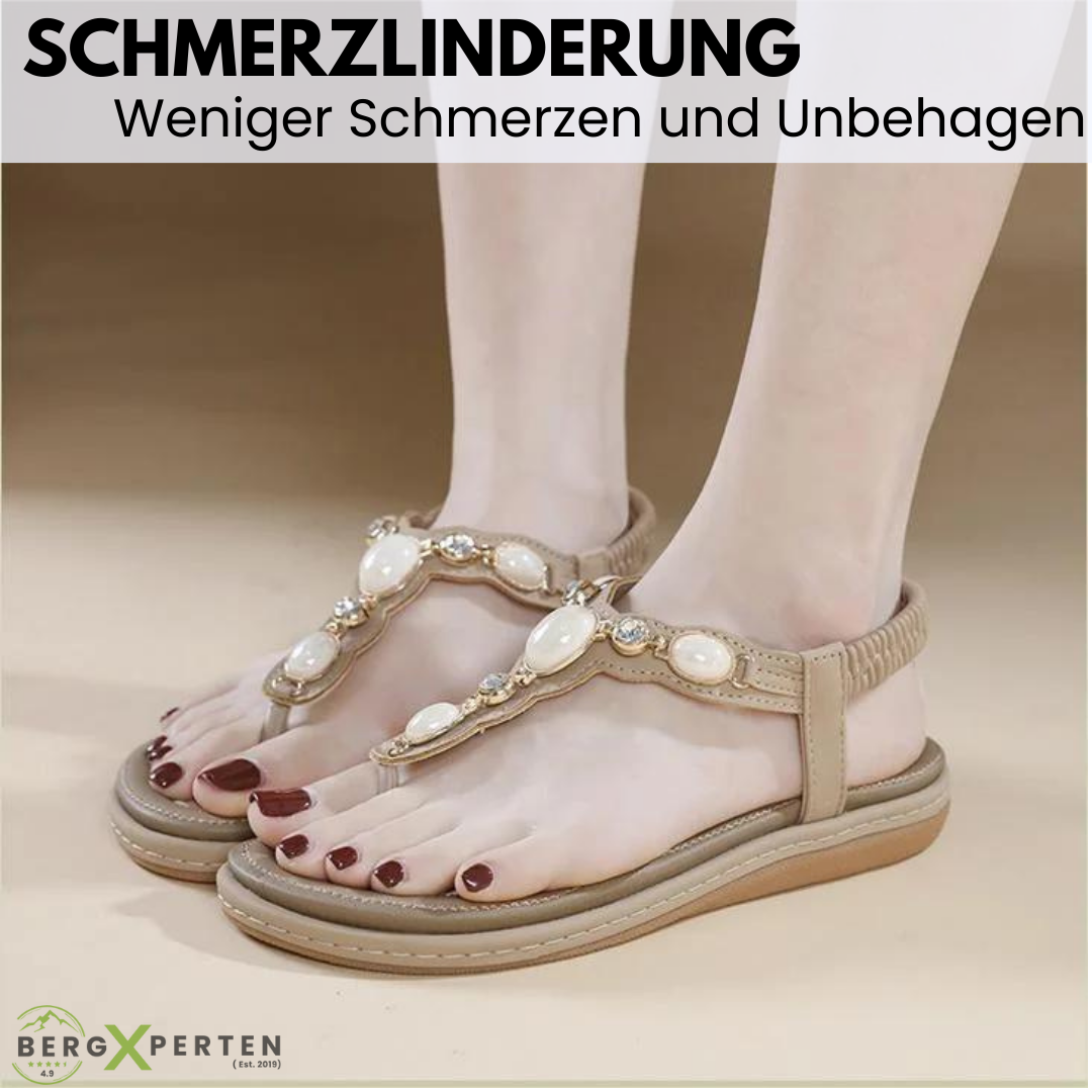 "Ergonomische OrthoPearl Sandalen, braun mit rutschfester Sohle, fördern Fußgesundheit und bieten höchsten Komfort."