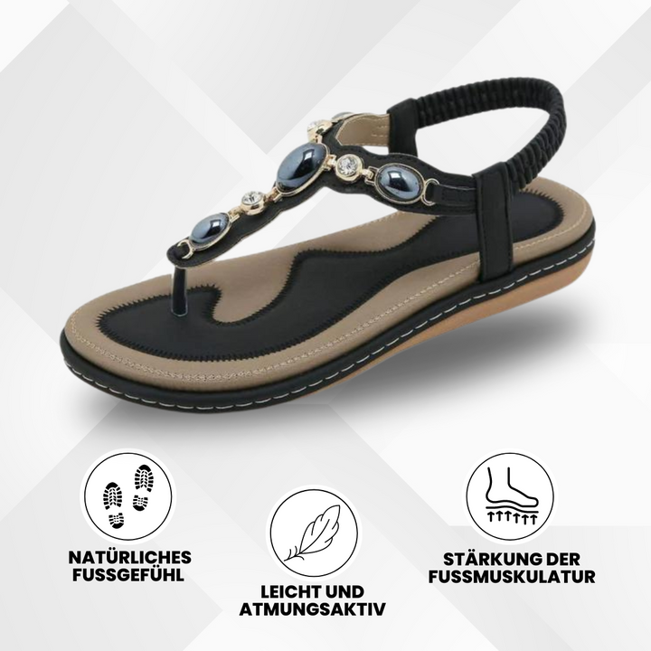 "Ergonomische OrthoPearl Sandalen, braun mit rutschfester Sohle, fördern Fußgesundheit und bieten höchsten Komfort."