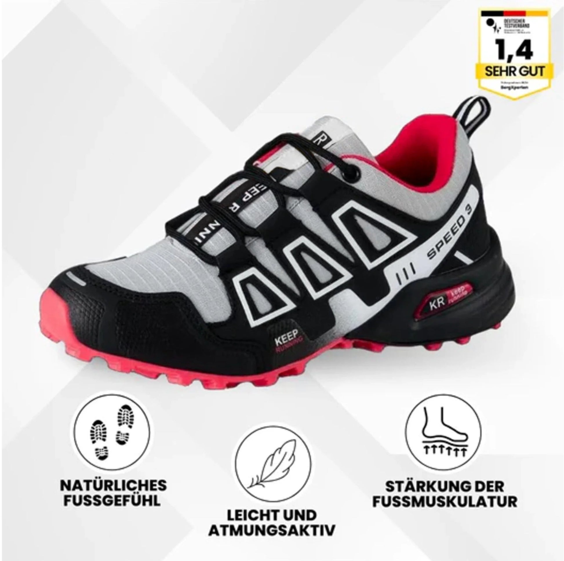 "Ergonomische OrthoTrekking Damenschuhe mit rutschfester Sohle und atmungsaktiver Struktur für Komfort und Schmerzlinderung."