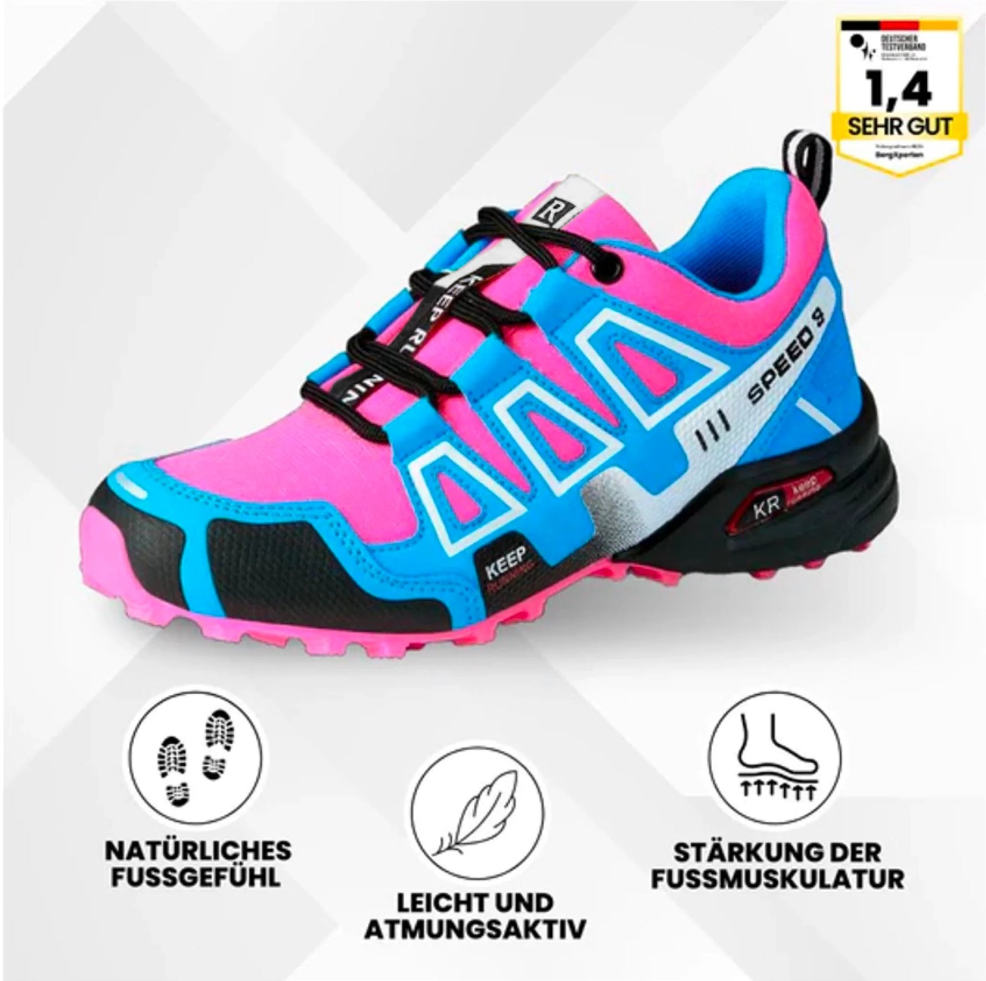 "Ergonomische OrthoTrekking Damenschuhe mit rutschfester Sohle und atmungsaktiver Struktur für Komfort und Schmerzlinderung."