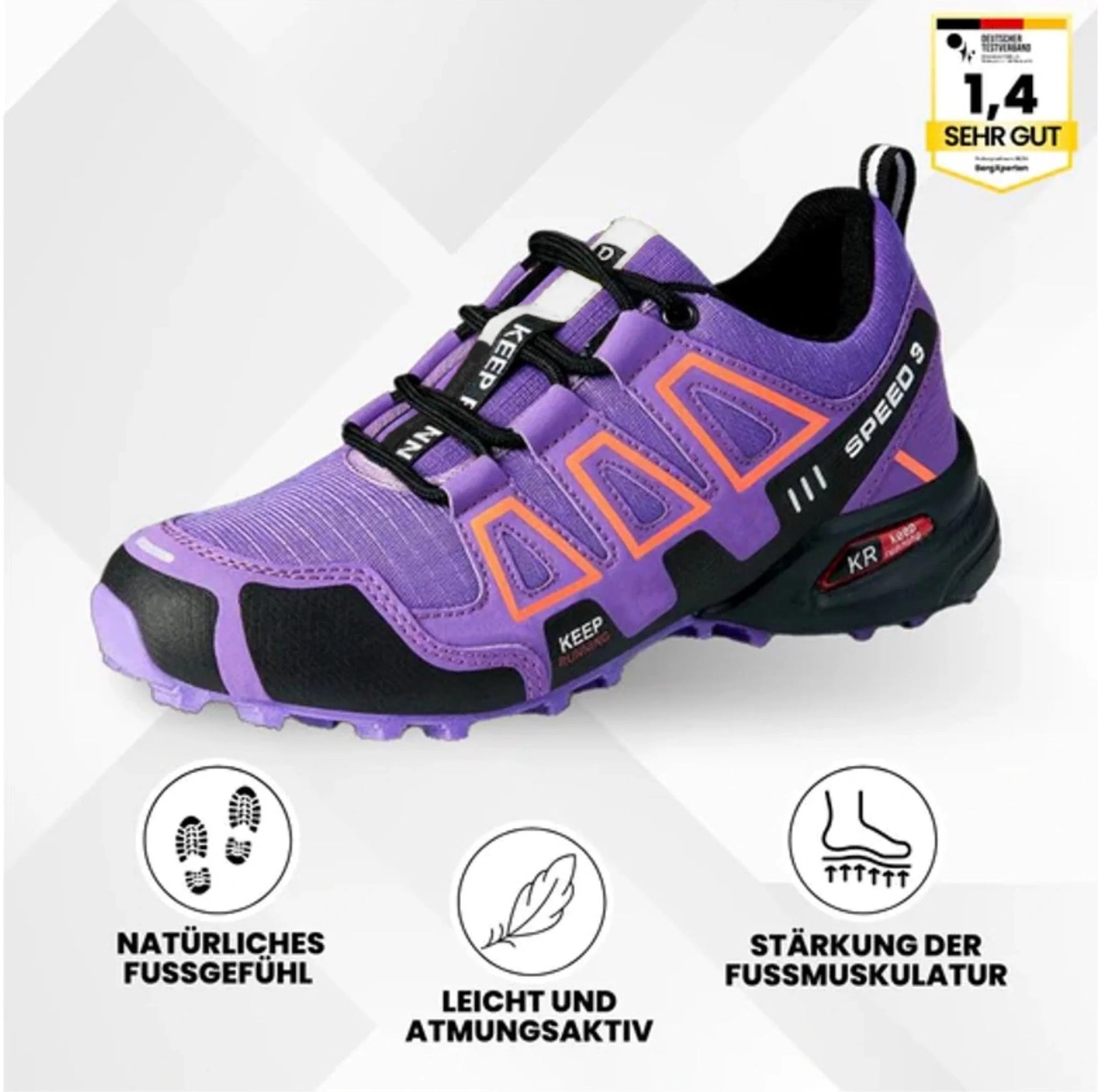 "Ergonomische OrthoTrekking Damenschuhe mit rutschfester Sohle und atmungsaktiver Struktur für Komfort und Schmerzlinderung."