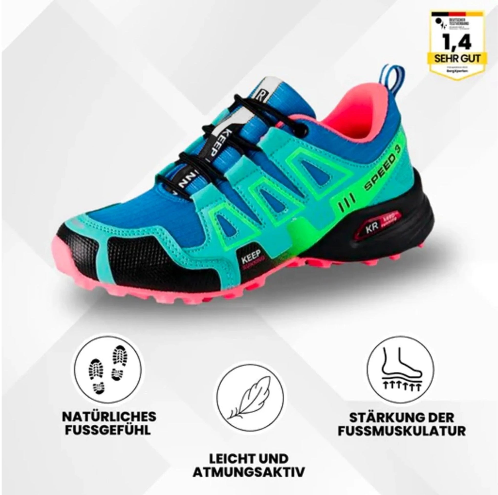 "Ergonomische OrthoTrekking Damenschuhe mit rutschfester Sohle und atmungsaktiver Struktur für Komfort und Schmerzlinderung."