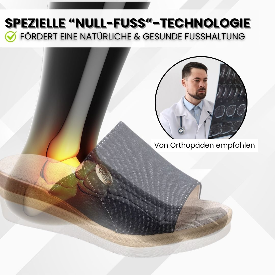 "Ergonomische Sandalen zur Schmerzlinderung, flach, rutschfest, in Beige, Hellblau, Königsblau und Schwarz für Damen"