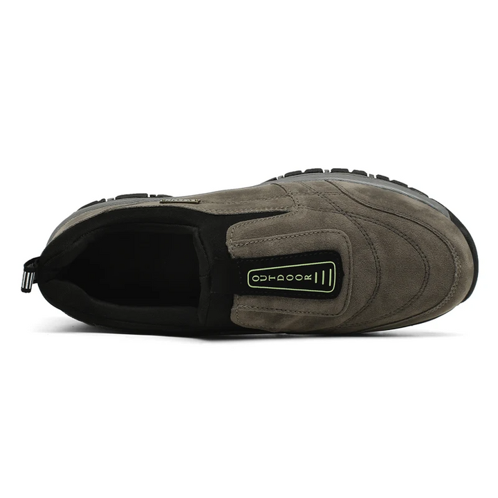 "Ergonomische schwarze orthopädische Schuhe, unisex, zur Schmerzlinderung, mit atmungsaktivem Material und leichter Sohle."