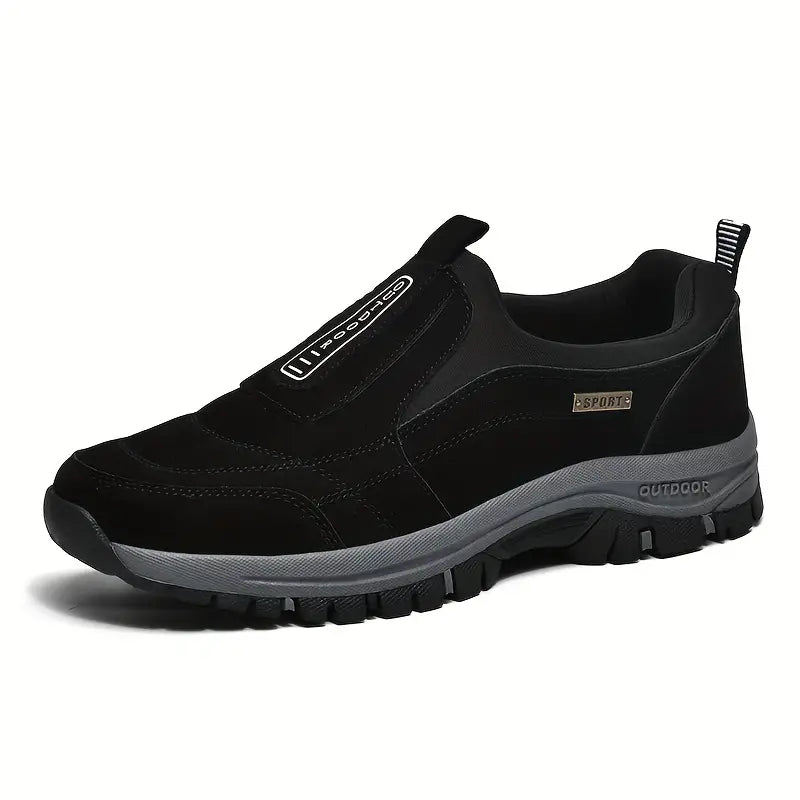 "Ergonomische schwarze orthopädische Schuhe, unisex, zur Schmerzlinderung, mit atmungsaktivem Material und leichter Sohle."