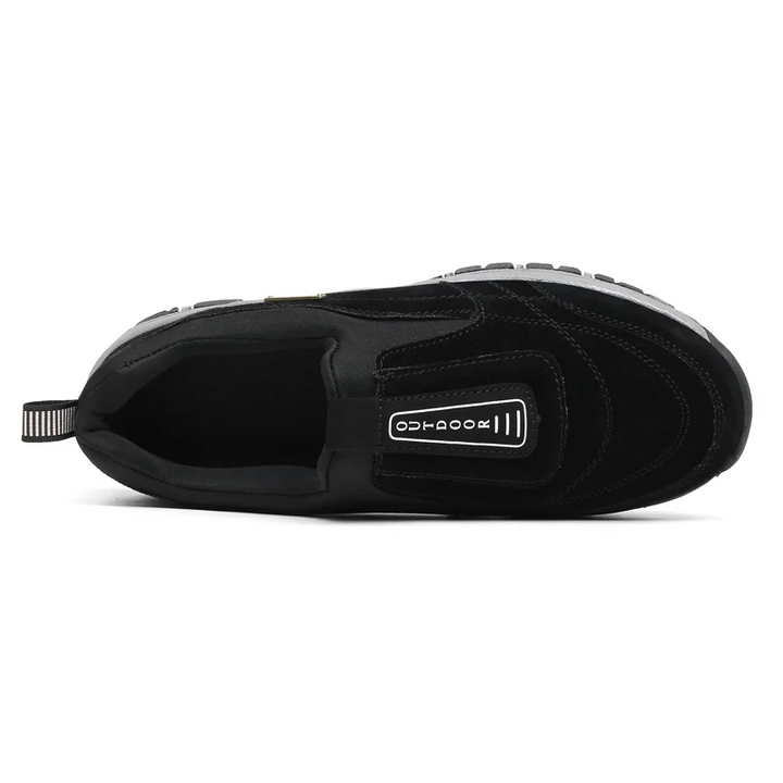 "Ergonomische schwarze orthopädische Schuhe, unisex, zur Schmerzlinderung, mit atmungsaktivem Material und leichter Sohle."