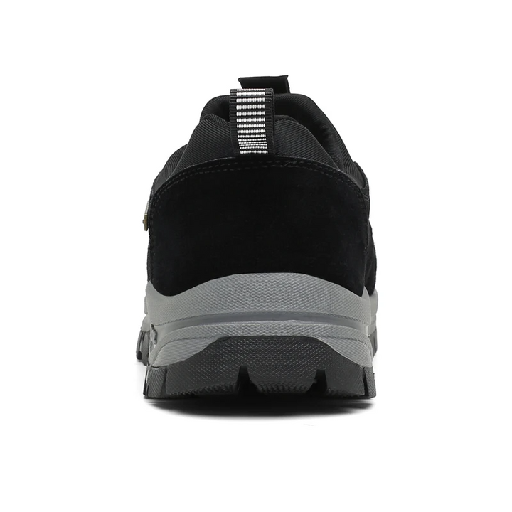 "Ergonomische schwarze orthopädische Schuhe, unisex, zur Schmerzlinderung, mit atmungsaktivem Material und leichter Sohle."