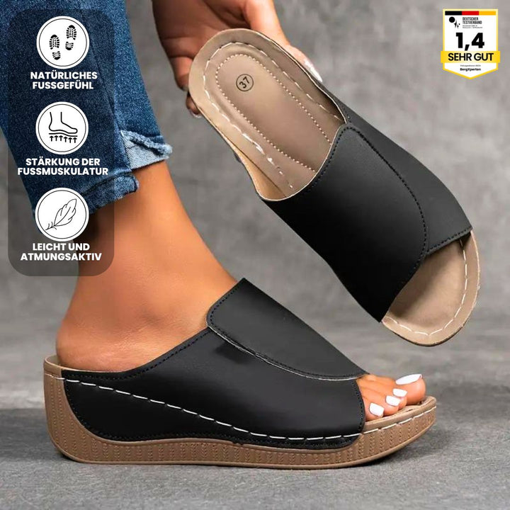 "Ergonomische, stilvolle Damen-Sandalen mit rutschfester Sohle, braun, ideal für Fußkomfort und gesunde Ausrichtung."