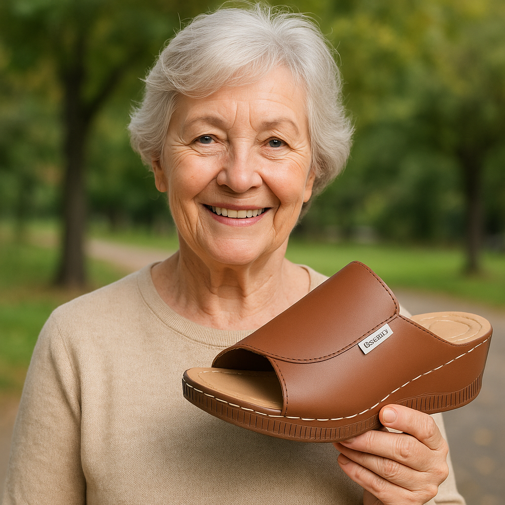 "Ergonomische, stilvolle Damen-Sandalen mit rutschfester Sohle, braun, ideal für Fußkomfort und gesunde Ausrichtung."