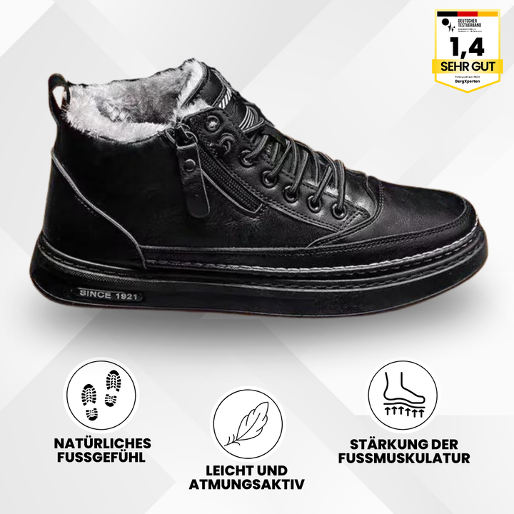 "Ergonomische Thermoschuhe für Damen, schwarz, gefüttertes Innenfutter, robuste Sohle, ideal für kaltes Wetter"