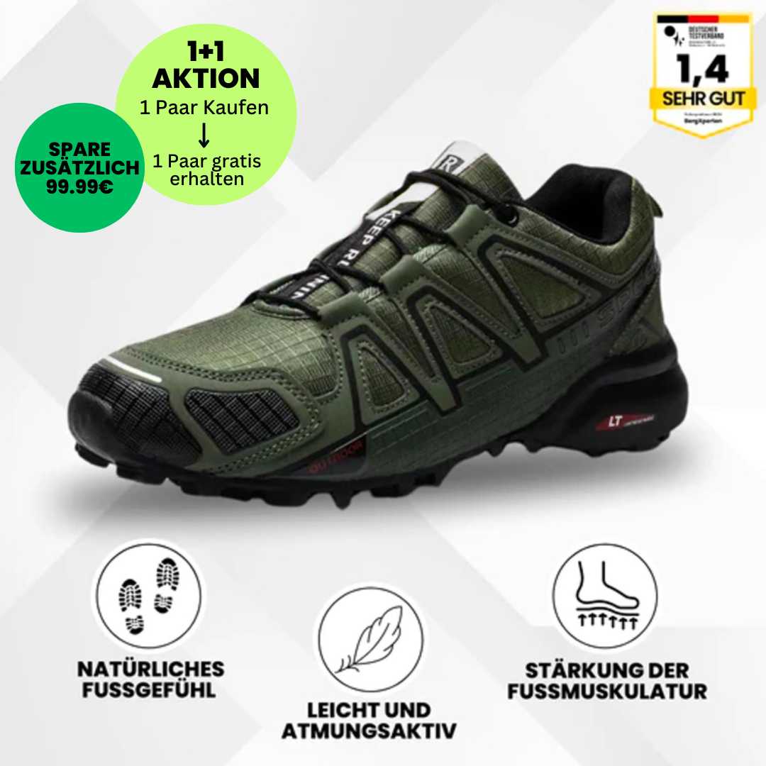 Ergonomische Trekking- und Wanderschuhe für Damen, braun mit rutschfester Sohle und atmungsaktivem Gewebe.