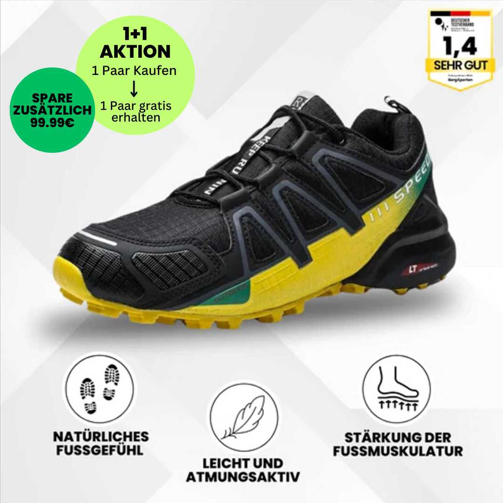 Ergonomische Trekking- und Wanderschuhe für Damen, braun mit rutschfester Sohle und atmungsaktivem Gewebe.
