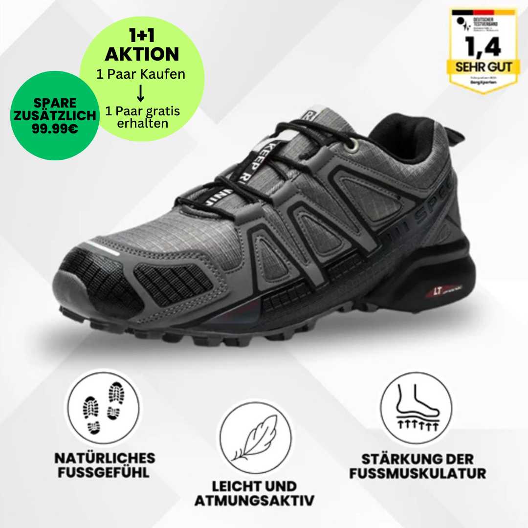 Ergonomische Trekking- und Wanderschuhe für Damen, braun mit rutschfester Sohle und atmungsaktivem Gewebe.