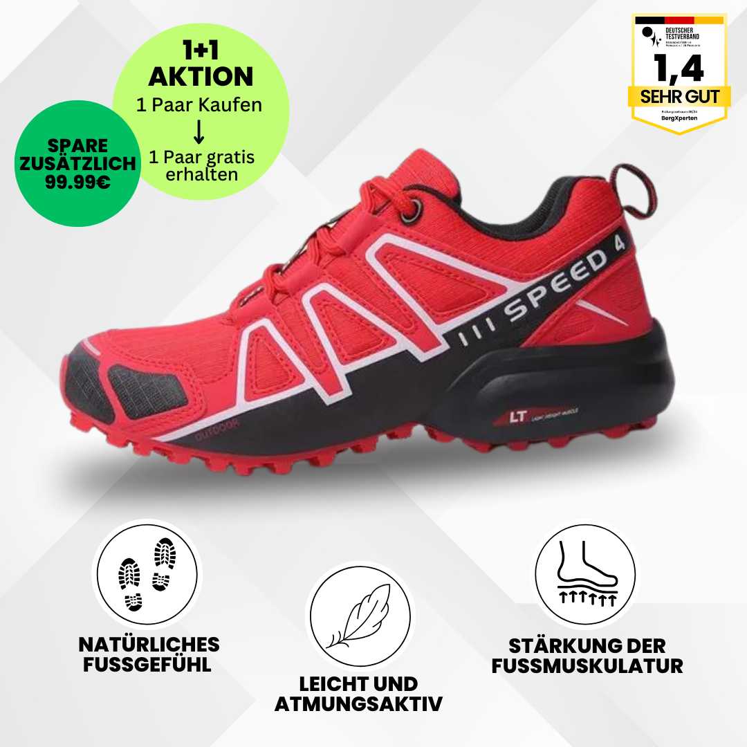 Ergonomische Trekking- und Wanderschuhe für Damen, braun mit rutschfester Sohle und atmungsaktivem Gewebe.