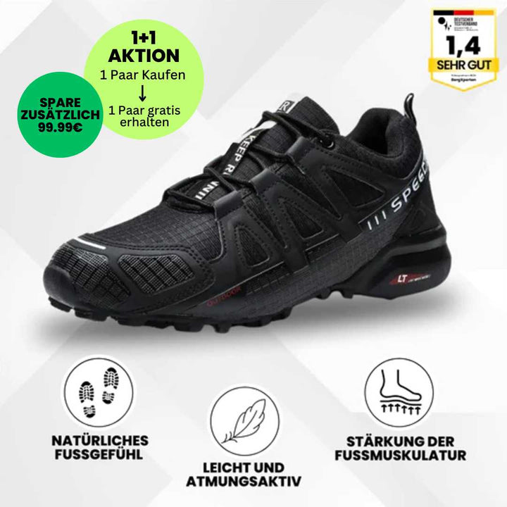 Ergonomische Trekking- und Wanderschuhe für Damen, braun mit rutschfester Sohle und atmungsaktivem Gewebe.
