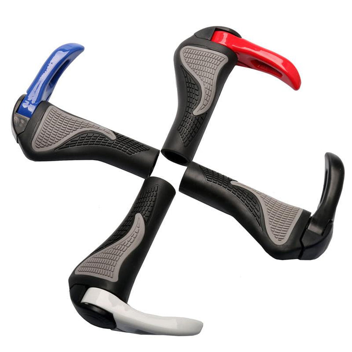 "Ergonomische, verstellbare Fahrradgriffe in Blau, Rot, Schwarz, Weiß aus Aluminium, ideal für komfortable Touren."