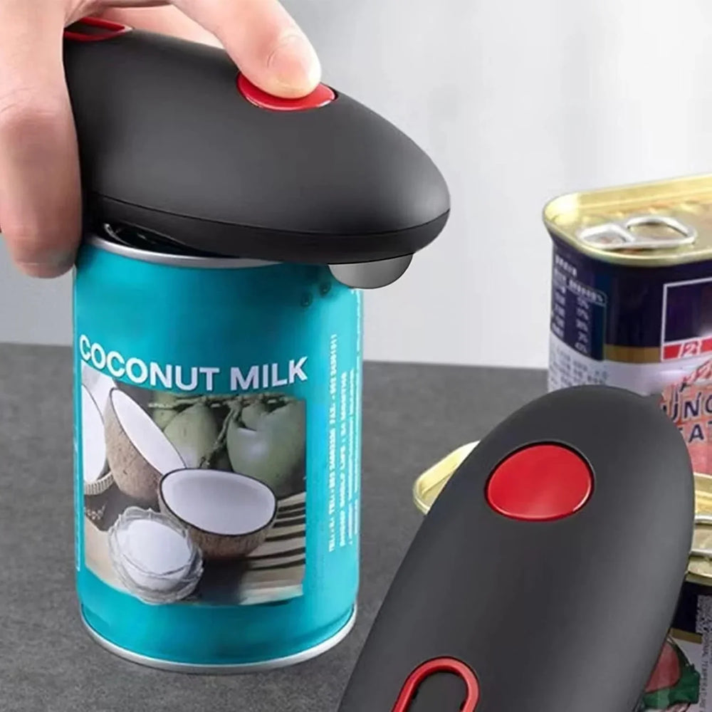 "Ergonomischer automatischer Dosenöffner mit Ein-Knopf-Bedienung, handlich, batteriebetrieben für sichere Küchenanwendung"