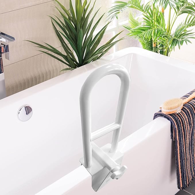 "Ergonomischer Badewannenhaltegriff für Senioren, weiß, sicherer Halt, keine Installation nötig, stilvolles Design"