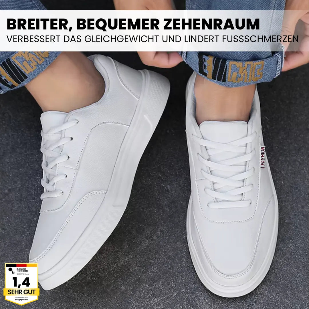 "Ergonomischer Damen-Sneaker mit rutschfester Sohle, breitem Zehenraum und atmungsaktivem Material für Komfort und Halt."