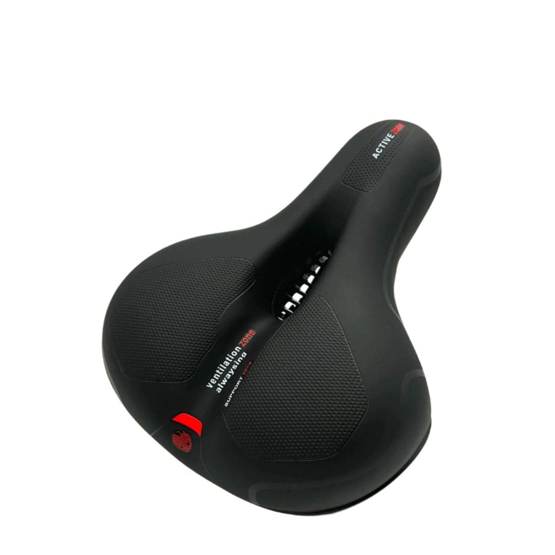 "Ergonomischer Fahrradsattel mit dämpfender Gel-Technologie und atmungsaktiver Oberfläche für maximalen Komfort"