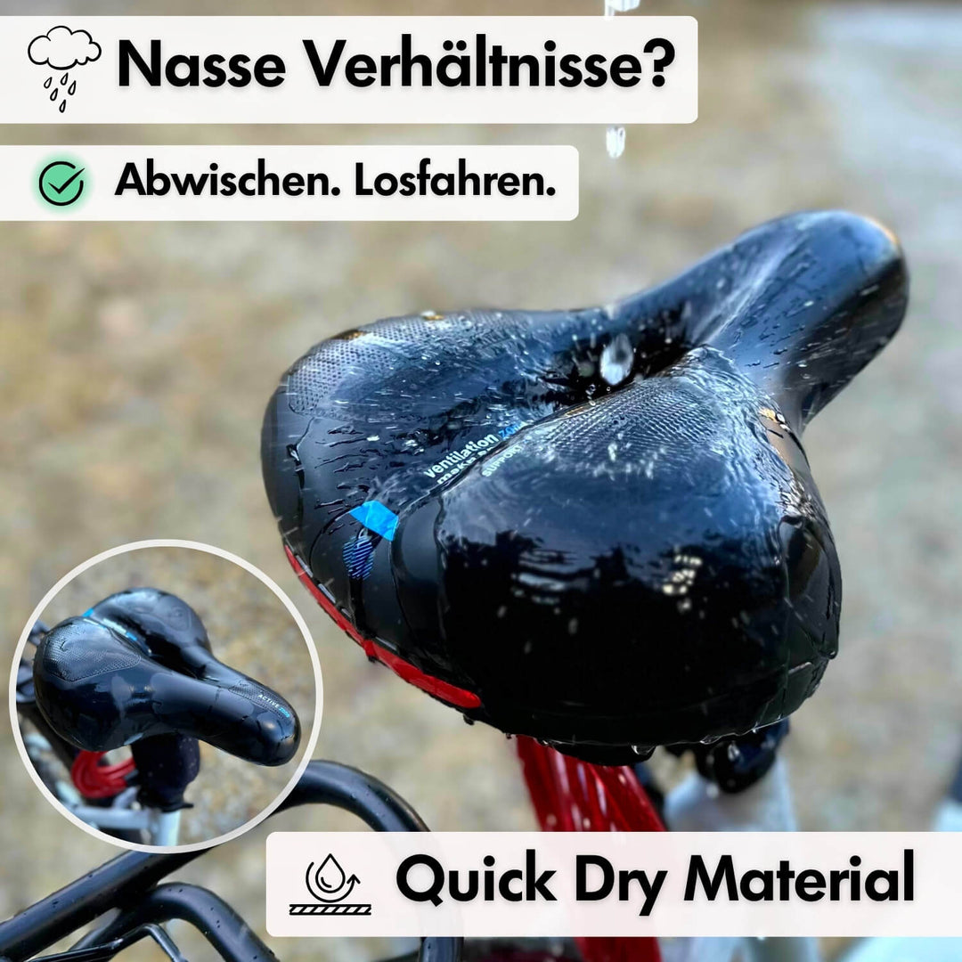 "Ergonomischer Fahrradsattel mit dämpfender Gel-Technologie und atmungsaktiver Oberfläche für maximalen Komfort"