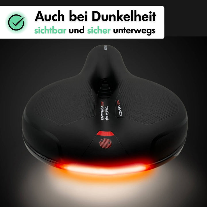 "Ergonomischer Fahrradsattel mit dämpfender Gel-Technologie und atmungsaktiver Oberfläche für maximalen Komfort"