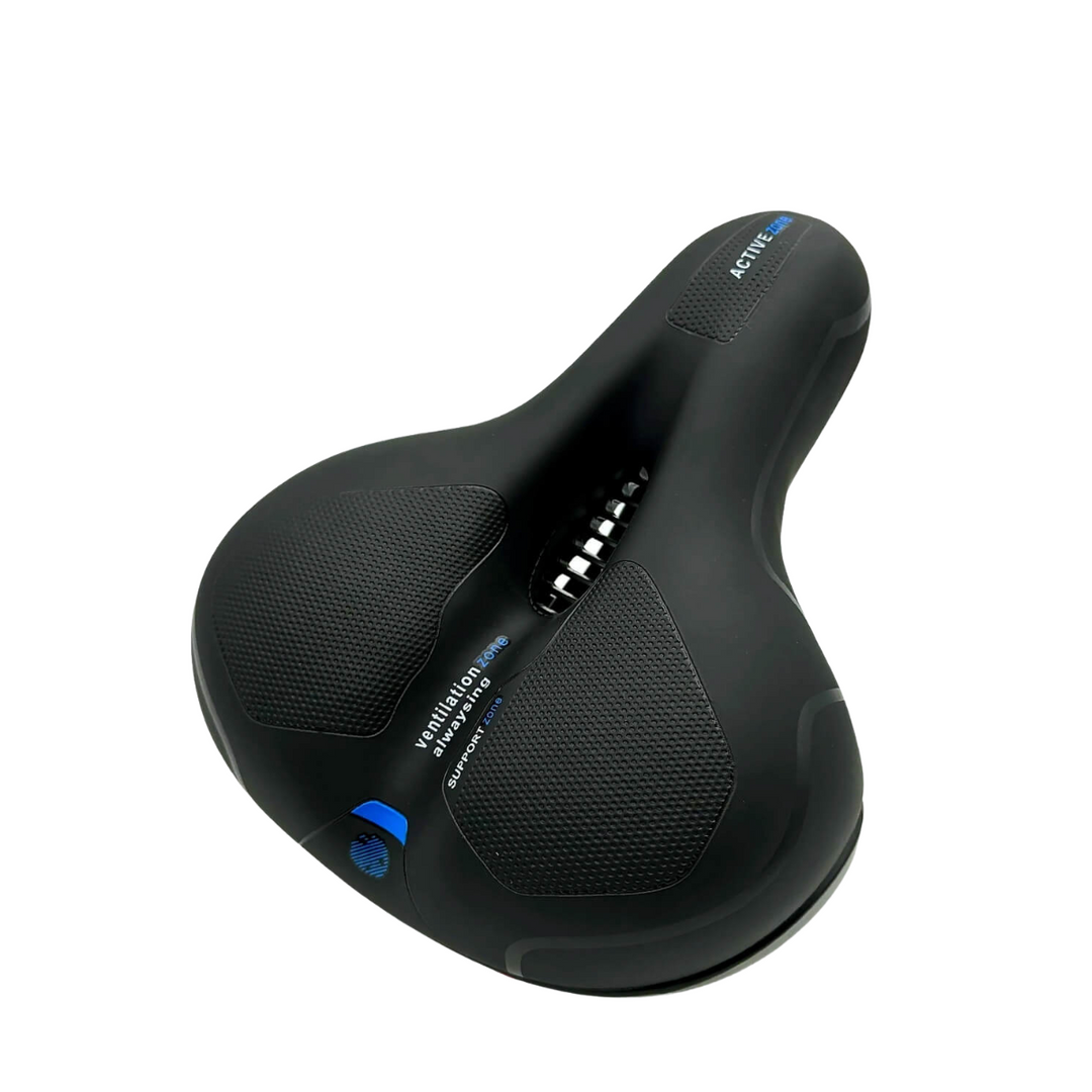 "Ergonomischer Fahrradsattel mit dämpfender Gel-Technologie und atmungsaktiver Oberfläche für maximalen Komfort"