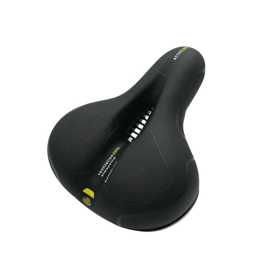 "Ergonomischer Fahrradsattel mit dämpfender Gel-Technologie und atmungsaktiver Oberfläche für maximalen Komfort"