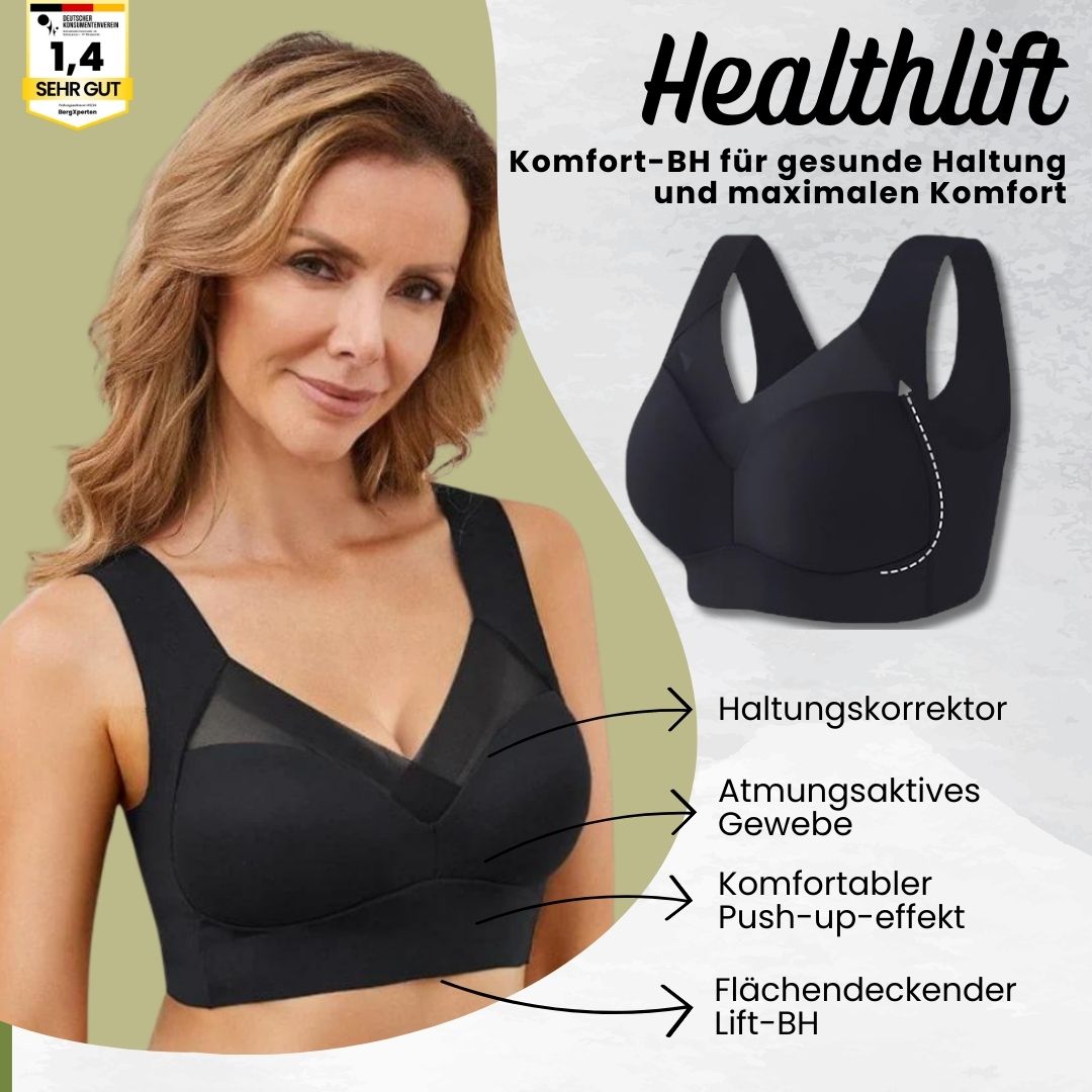 Ergonomischer Komfort-BH, bügellos mit Push-Up Effekt, nahtloses Design, unterstützt Haltung, atmungsaktives Material.