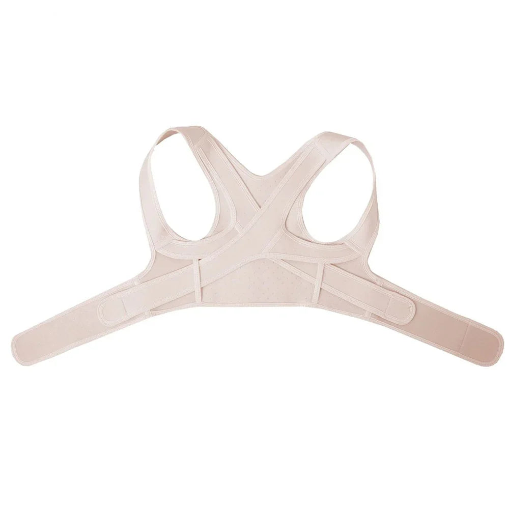 "Ergonomischer Rückenstabilisator im Hautfarbton, unsichtbar unter Kleidung, fördert Haltung und Komfort."