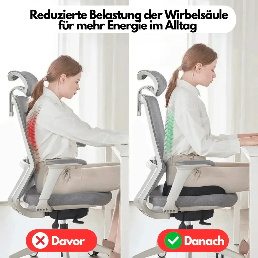 "Ergonomisches 4D Sitzkissen, orthopädische Unterstützung, schwarzes memory foam Kissen, atmungsaktiv, rutschfest"