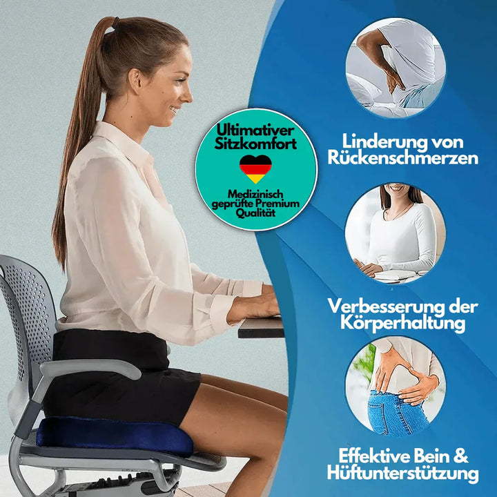 "Ergonomisches 4D Sitzkissen, orthopädische Unterstützung, schwarzes memory foam Kissen, atmungsaktiv, rutschfest"