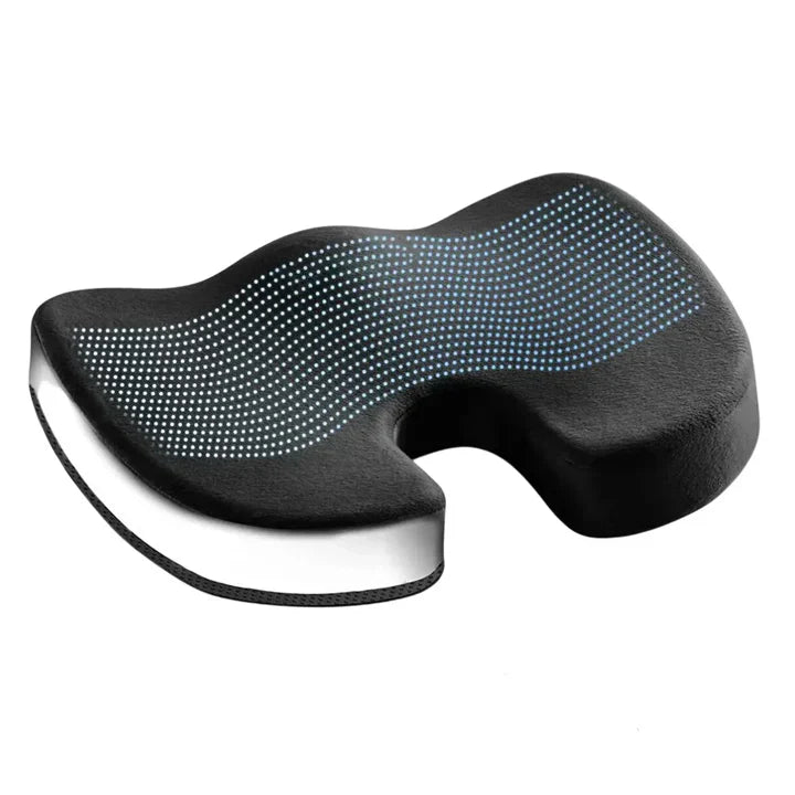 "Ergonomisches 4D Sitzkissen, orthopädische Unterstützung, schwarzes memory foam Kissen, atmungsaktiv, rutschfest"