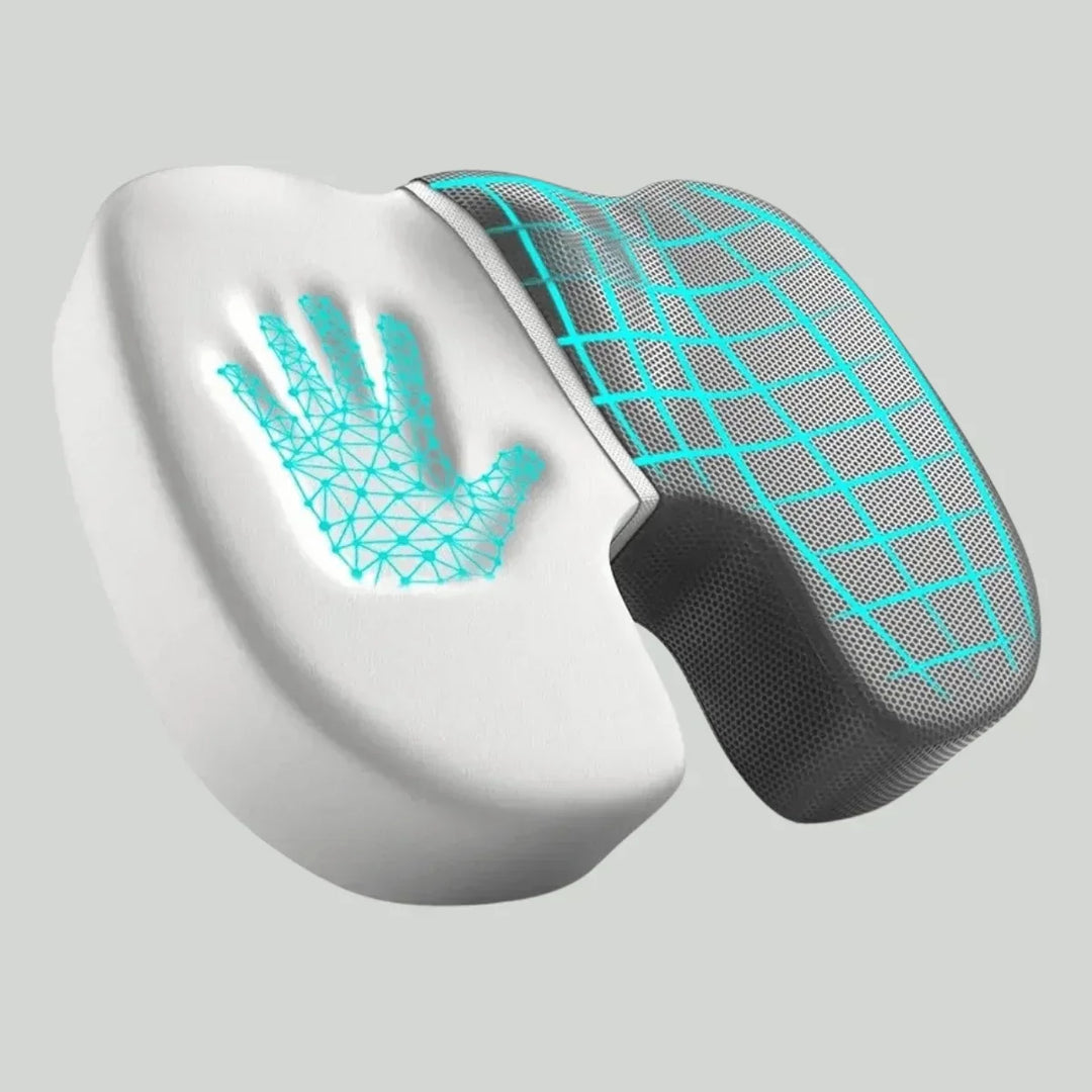 "Ergonomisches 4D Sitzkissen, orthopädische Unterstützung, schwarzes memory foam Kissen, atmungsaktiv, rutschfest"
