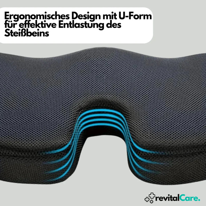 "Ergonomisches 4D Sitzkissen, orthopädische Unterstützung, schwarzes memory foam Kissen, atmungsaktiv, rutschfest"