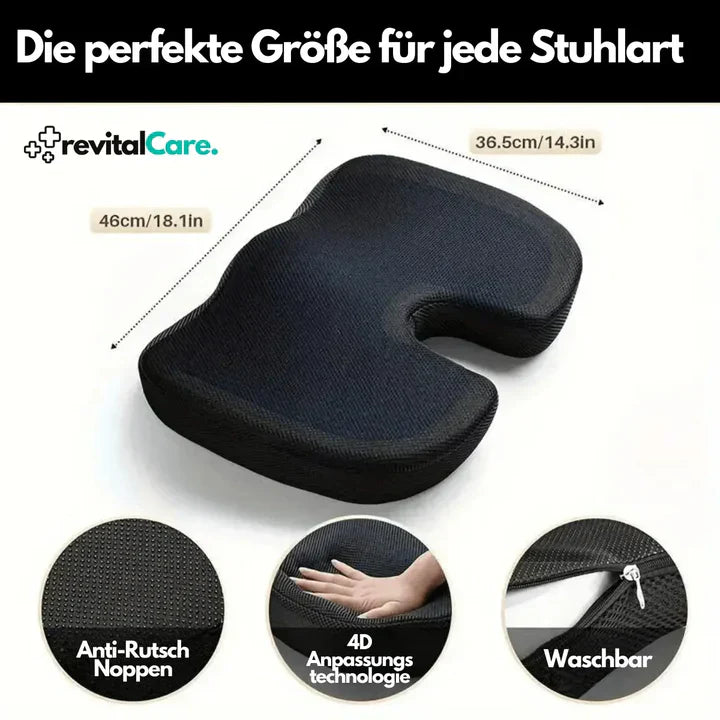 "Ergonomisches 4D Sitzkissen, orthopädische Unterstützung, schwarzes memory foam Kissen, atmungsaktiv, rutschfest"