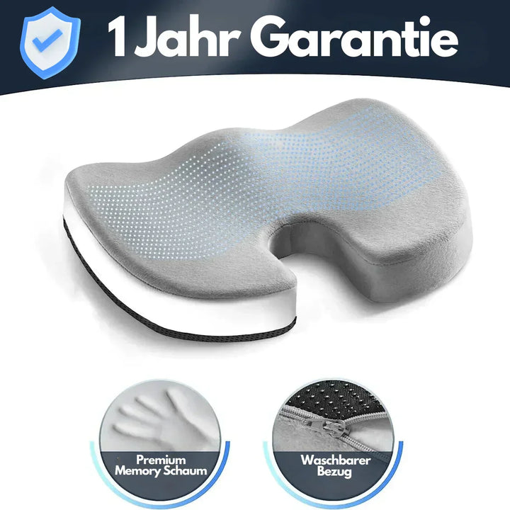"Ergonomisches 4D Sitzkissen, orthopädische Unterstützung, schwarzes memory foam Kissen, atmungsaktiv, rutschfest"