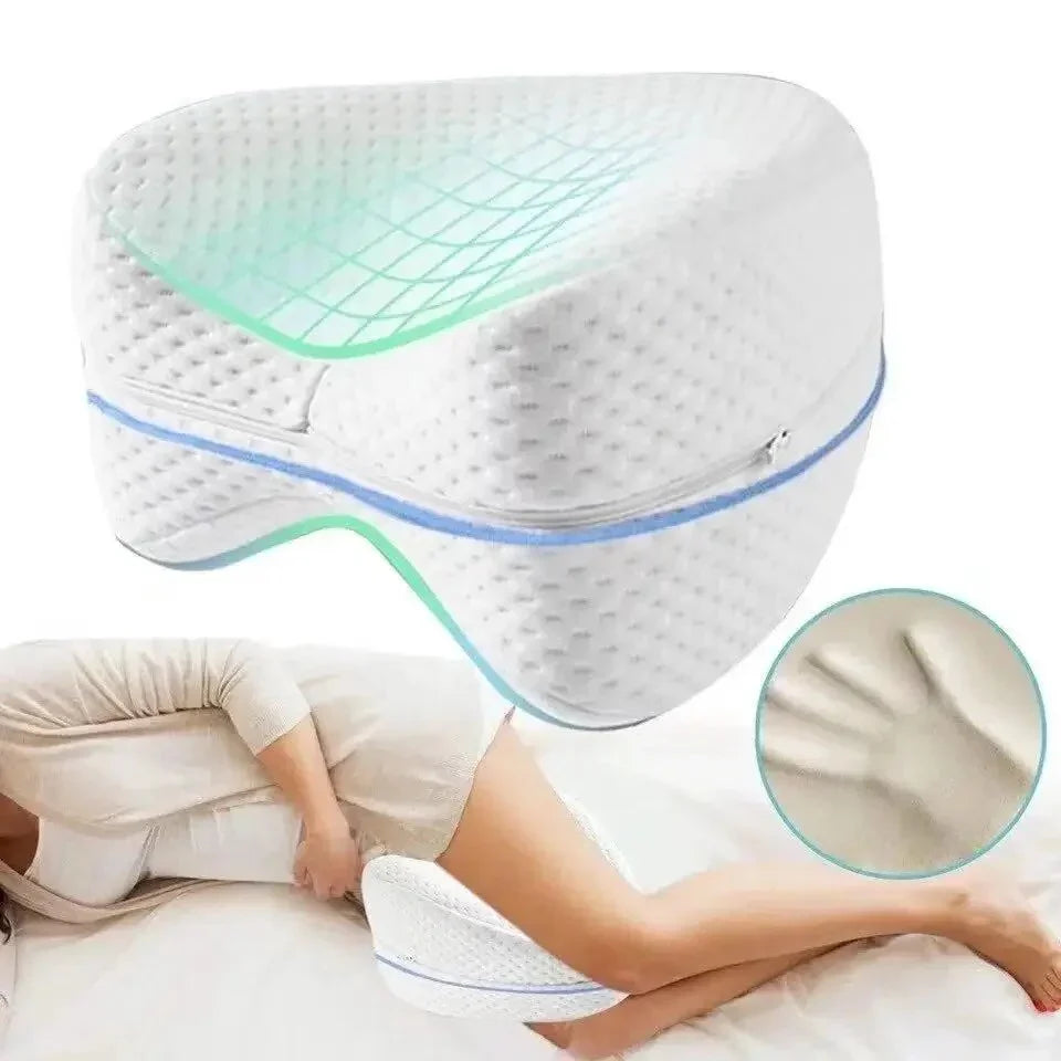 "Ergonomisches Kniekissen aus Memory-Schaum für Seitenschläfer, verbessert Schlafkomfort und unterstützt die Körperhaltung."