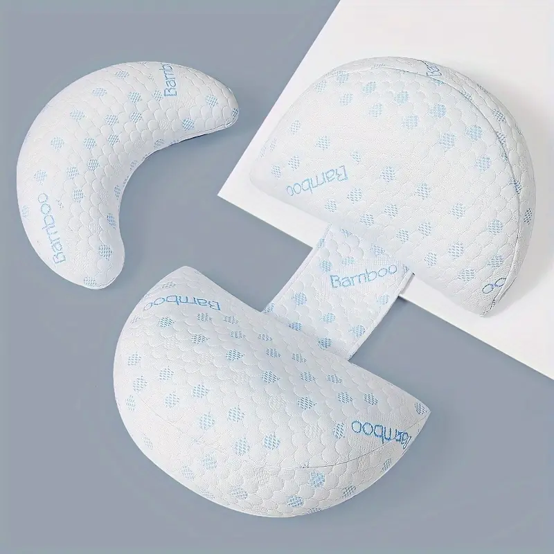 Ergonomisches Schwangerschaftskissen in Beige, doppelte Unterstützung für Bauch und Rücken, kompakt und hautfreundlich.