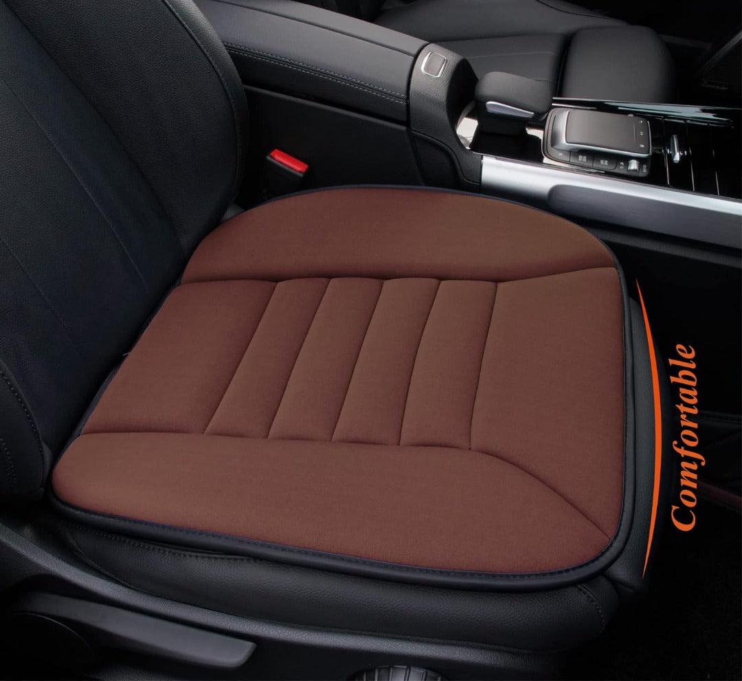 "Ergonomisches, schwarzes Memory Foam Autositzkissen aus atmungsaktivem Stoff für optimalen Komfort im Auto"
