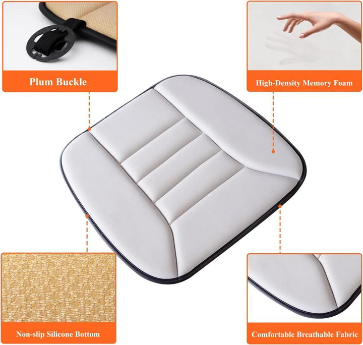 "Ergonomisches, schwarzes Memory Foam Autositzkissen aus atmungsaktivem Stoff für optimalen Komfort im Auto"