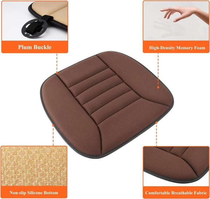 "Ergonomisches, schwarzes Memory Foam Autositzkissen aus atmungsaktivem Stoff für optimalen Komfort im Auto"