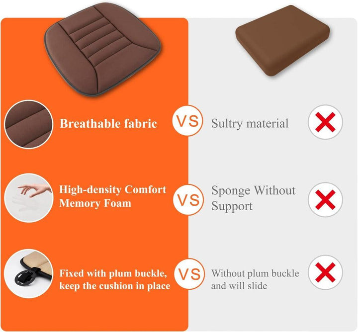 "Ergonomisches, schwarzes Memory Foam Autositzkissen aus atmungsaktivem Stoff für optimalen Komfort im Auto"