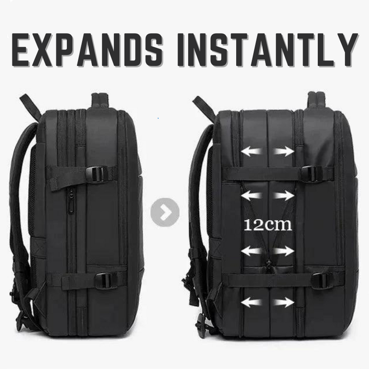 Erweiterbarer wasserdichter Unisex Reiserucksack 22-37L, grau, für Damen und Herren, ideal für Reisen und Alltag.