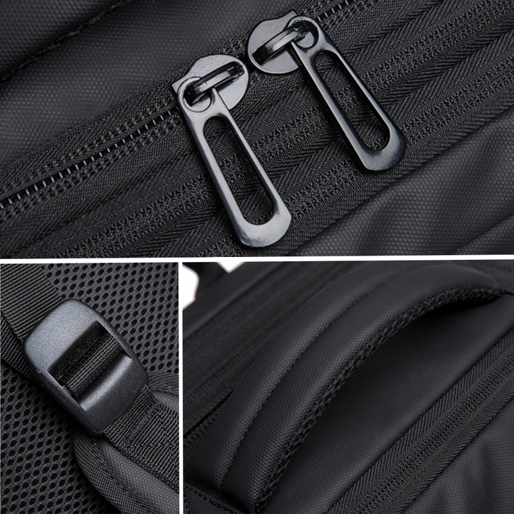 Erweiterbarer wasserdichter Unisex Reiserucksack 22-37L, grau, für Damen und Herren, ideal für Reisen und Alltag.