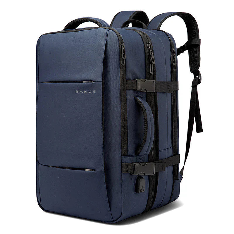 Erweiterbarer wasserdichter Unisex Reiserucksack 22-37L, grau, für Damen und Herren, ideal für Reisen und Alltag.