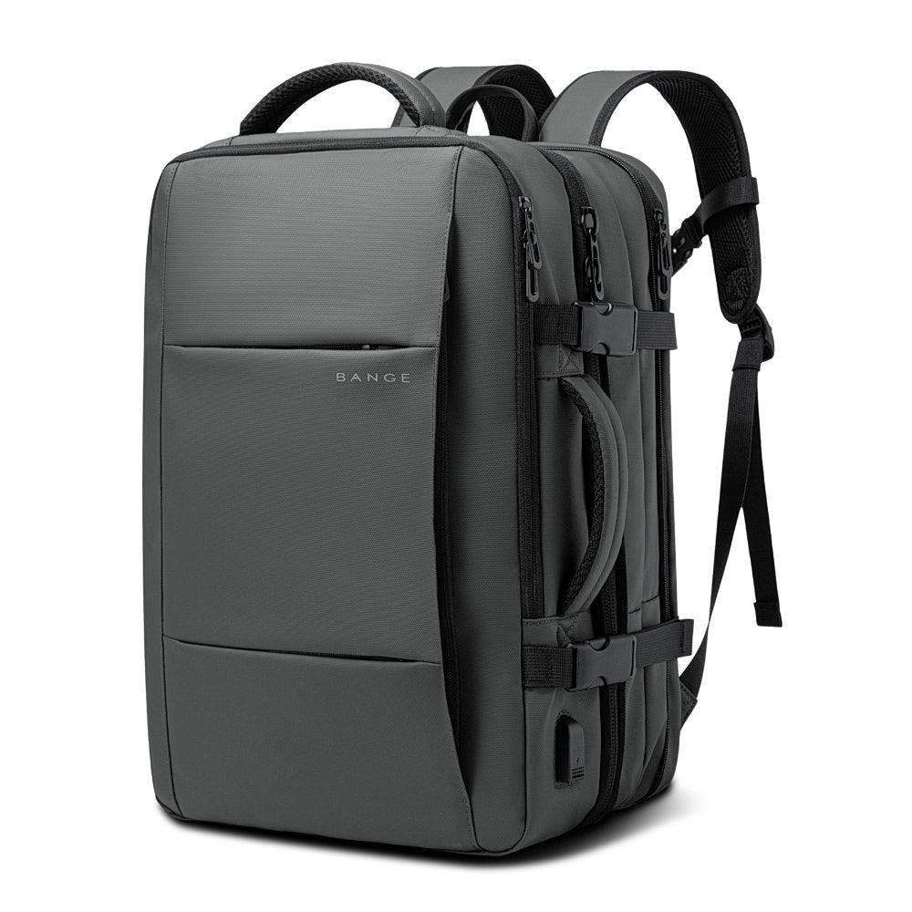 Erweiterbarer wasserdichter Unisex Reiserucksack 22-37L, grau, für Damen und Herren, ideal für Reisen und Alltag.