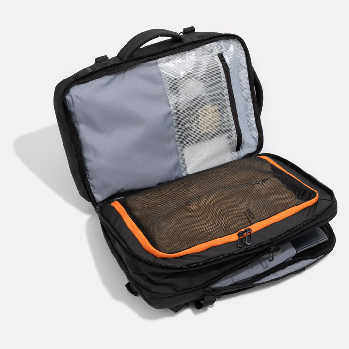 Erweiterbarer wasserdichter Unisex Reiserucksack 22-37L, grau, für Damen und Herren, ideal für Reisen und Alltag.